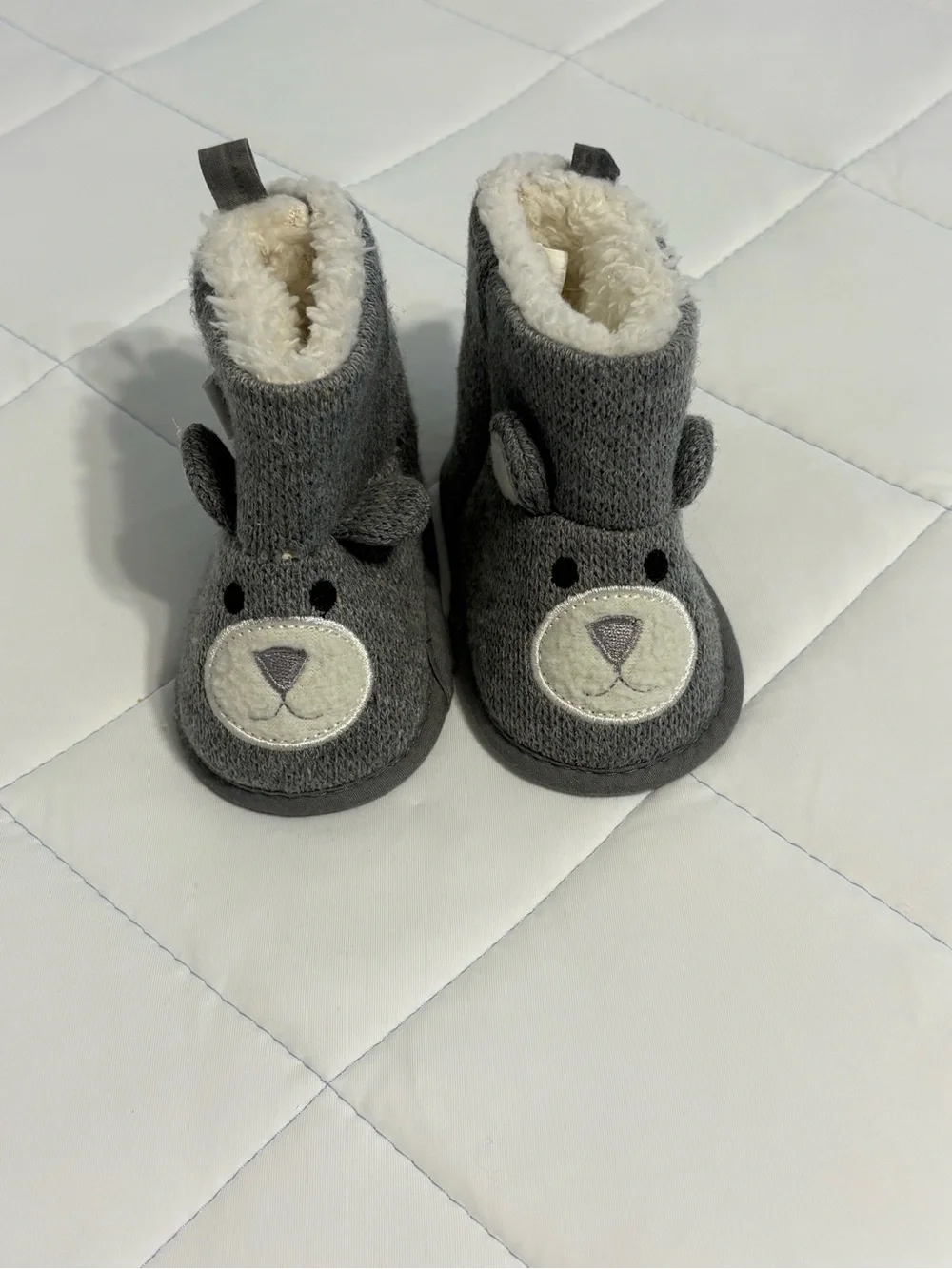 NWOT-Kids Grey Bear Cozy Booties - Plush Lined Toddler Shoes